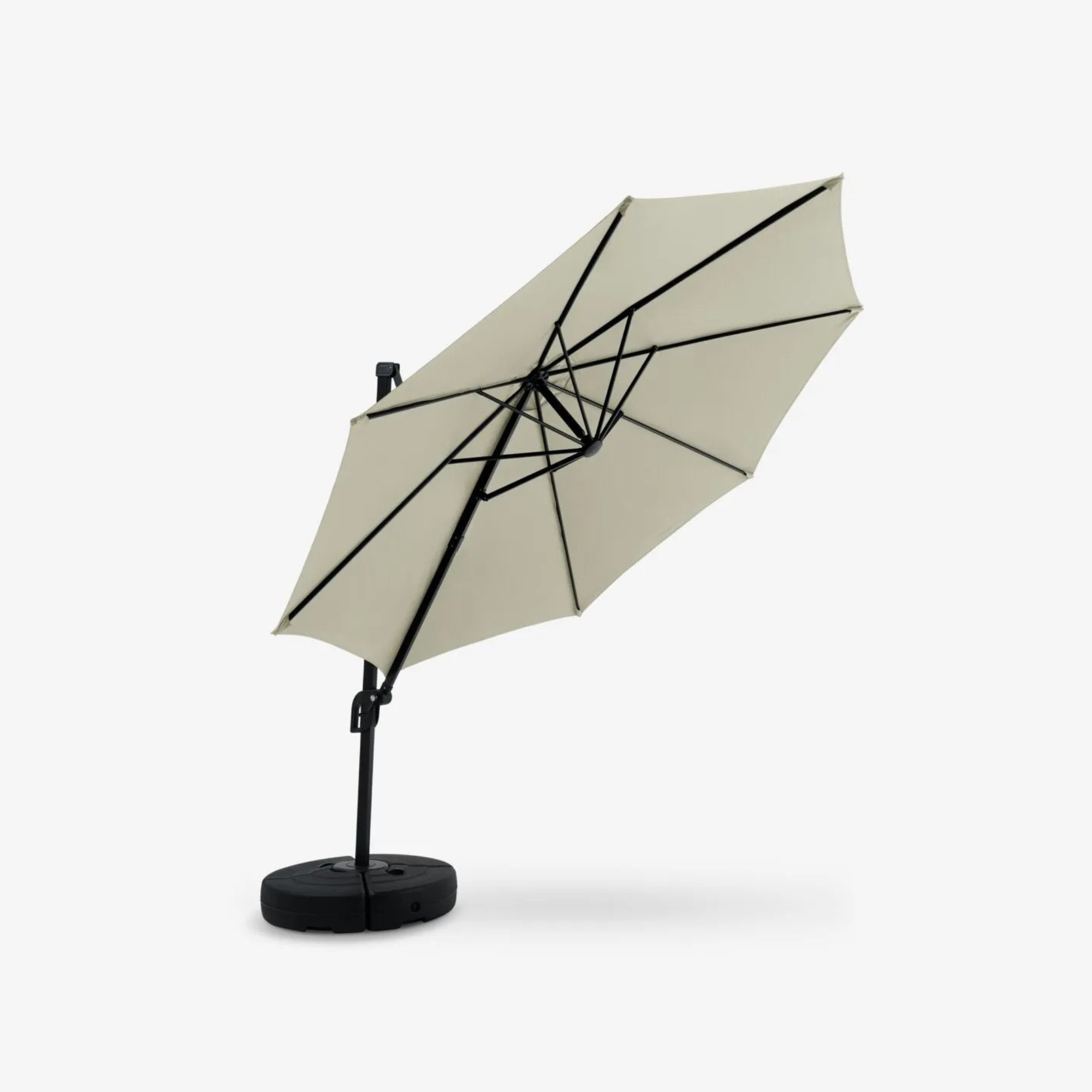 Zavesêný záhradný slnečník Trondheim krémový s kľukou Ø300 cm
